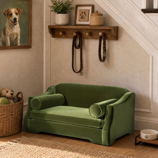 Paloma 35.5in Olive Dog Sofa Bed Medium by HouseOfZazla, Pet Beds & Furniture on Tampa Home & Garden Store