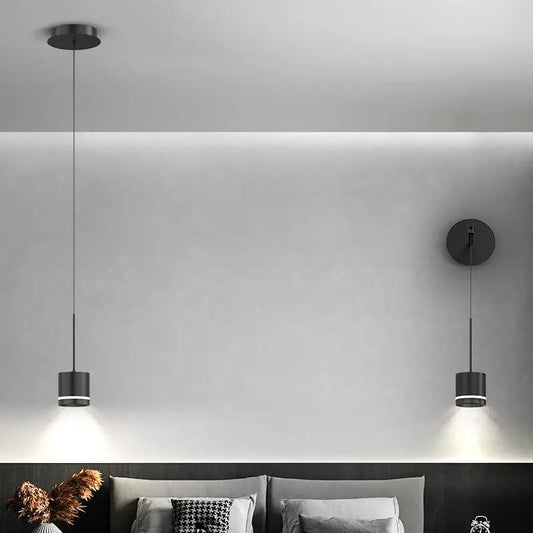 Dining Room Chandelier Modern Pendant Light, pair of black cylindrical pendants with white glow on Tampa Home & Garden Store