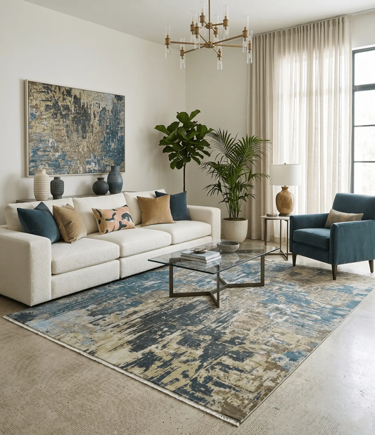 Hand Knotted Wool Area Rug 9x12 Brown Multicolor Abstract by The Rug Decor on Tampa Home & Garden Store