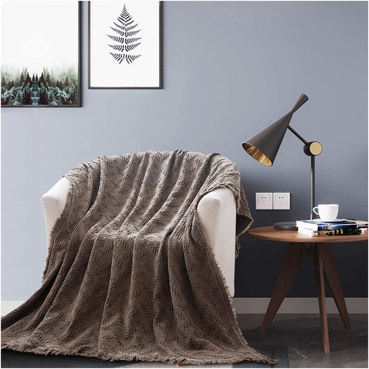 Kasentex 100% Cotton Soft Knitted Throw Blanket, Room Decor, Graduation Gifts, Fathers Day Gift, Mom Gift - Tampa Home & Garden Store
