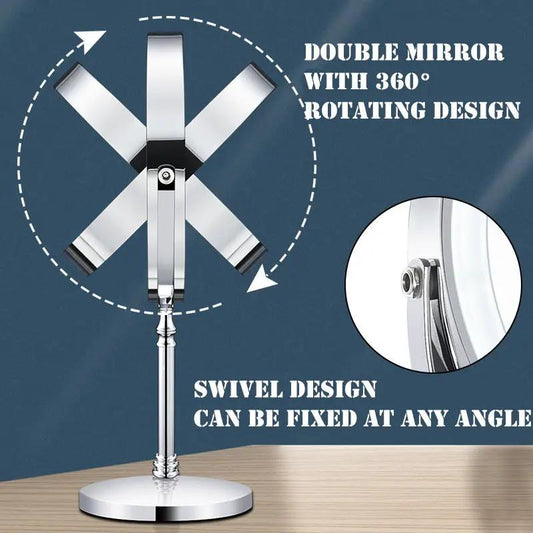 Dual-sided 8-inch USB vanity mirror with chrome finish and 360° swivel design on Tampa Home & Garden Store