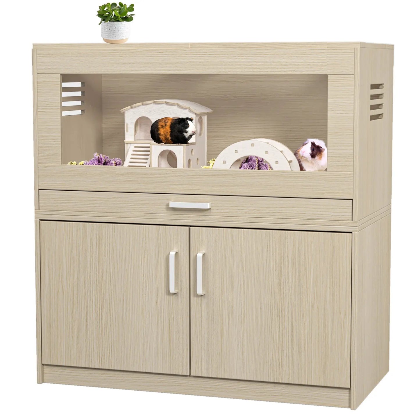 Hamster cage with independent storage and bridge in light wood with small house and hamster on Tampa Home & Garden Store