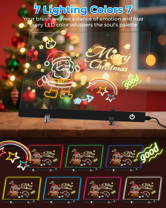 Led Message Board Night Light 7-Color Acrylic panel with Santa Claus drawing by Moktan Sabai on Tampa Home & Garden Store