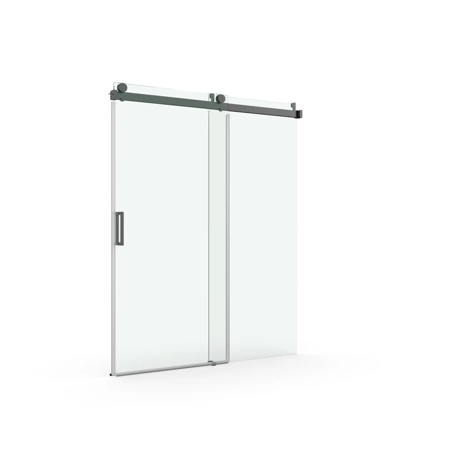 Elan 56 a 60 pulg. de ancho x 76 pulg. de alto, puerta de ducha corrediza sin marco con cierre suave y cristal templado premium de 3/8 pulg. (10 mm) de espesor en negro mate 22D01-60MB