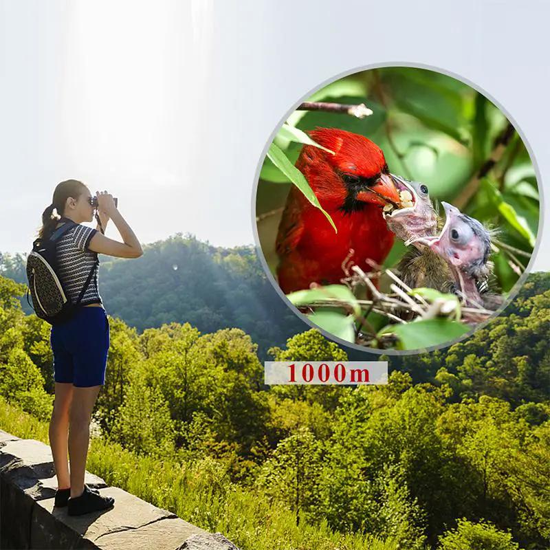 USCAMEL Binoculars 8x42 Army Green HD in use by hiker overlooking landscape with bird inset on Tampa Home & Garden Store