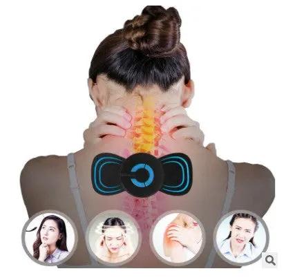 Smart Neck and Shoulder Massager with Magnetic Therapy, black device around neck; back view on Tampa Home & Garden Store