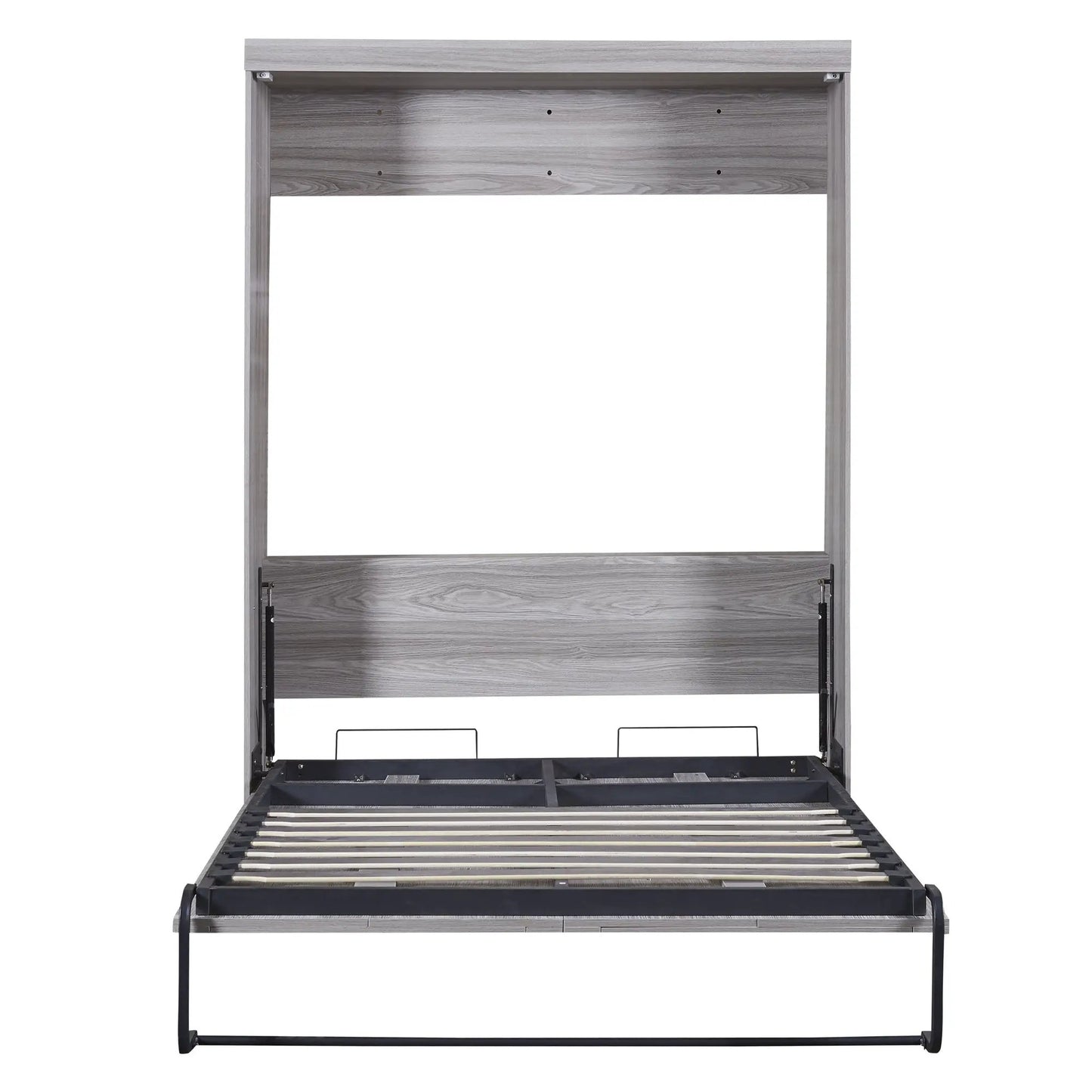 Full size Murphy bed frame in gray wood finish folded into cabinet with bed base on Tampa Store on Tampa Home & Garden Store