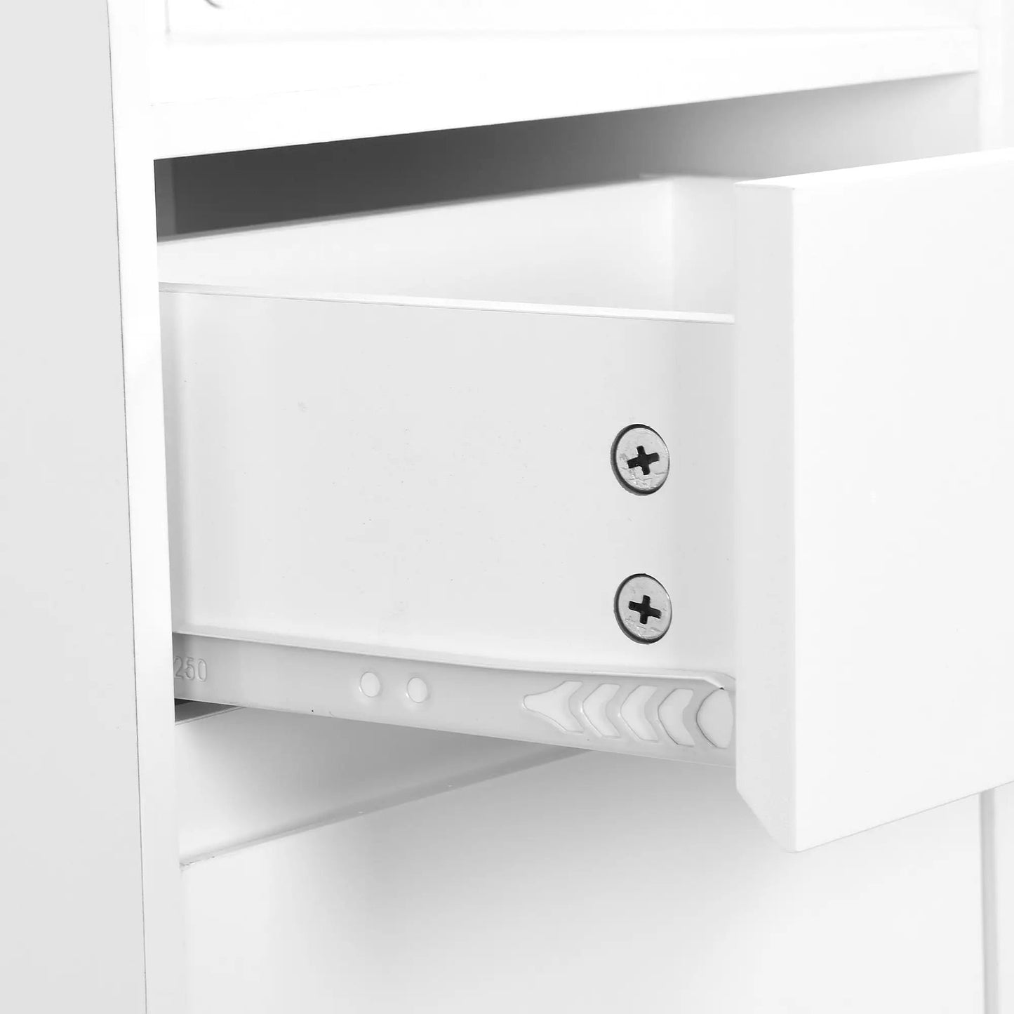 Contemporary Hall Tree with Cushioned Bench White showing white MDF with exposed screws on Tampa Home & Garden Store