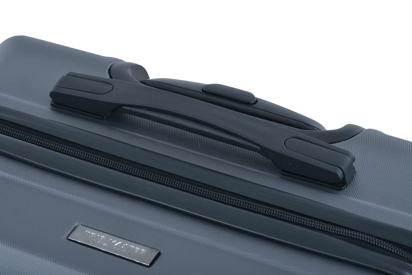 3-Piece ABS Luggage Set with Spinner Wheels gray, close-up of top handle and zipper area on Tampa Home & Garden Store