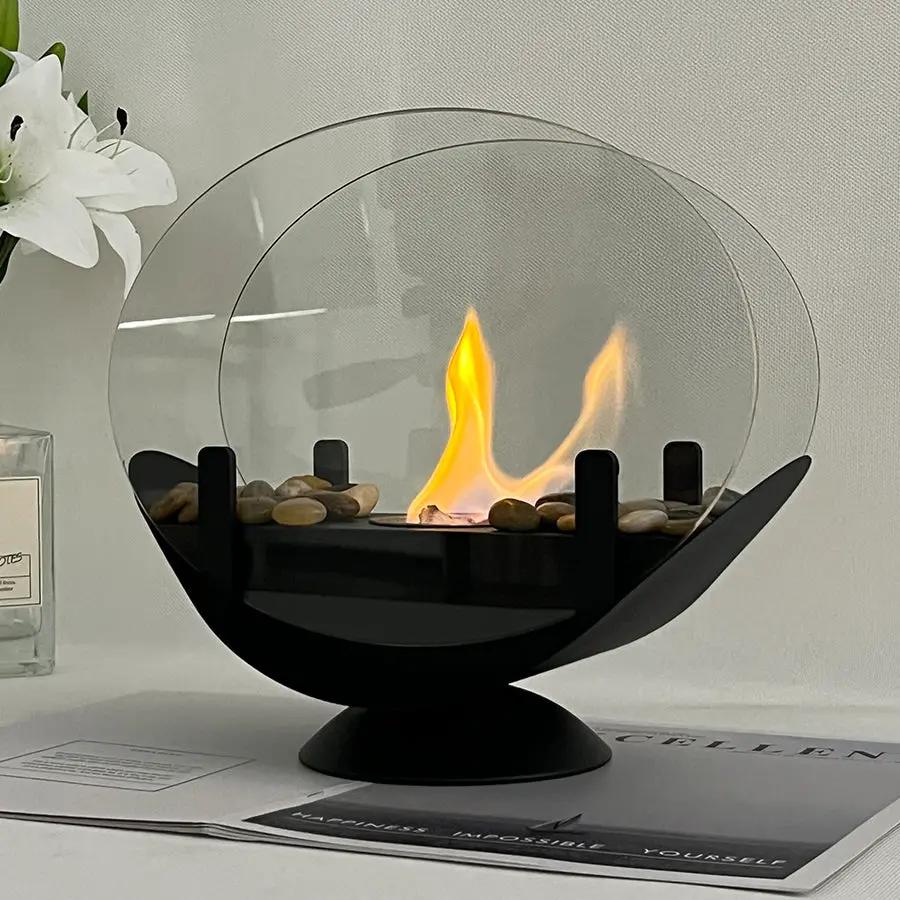Small Outdoor Alcohol Fireplace Lamp and Flame