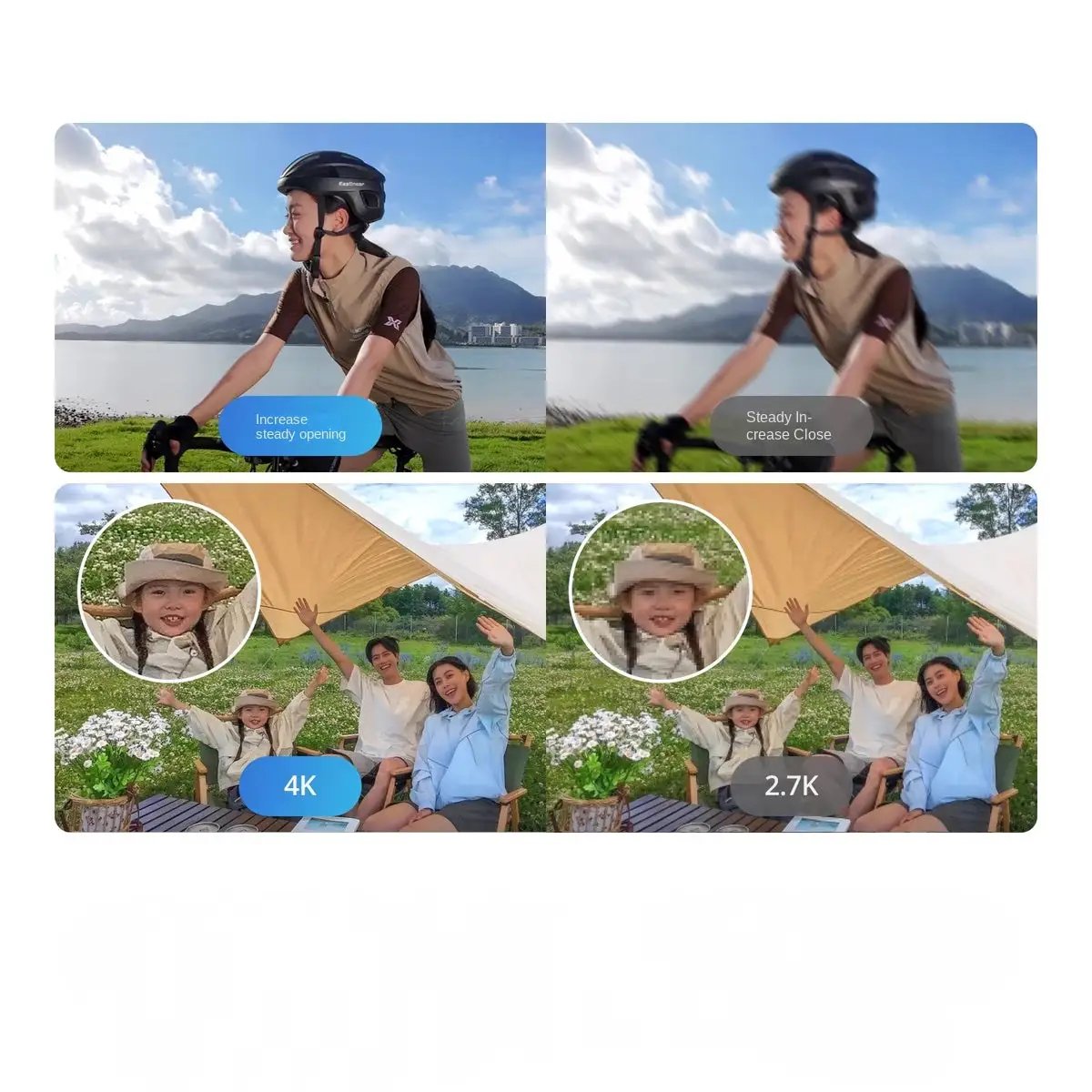 DJI Neo 4K Handheld Vlog Drone AI Tracking collage with cyclist and family scenes, 4K/2.7K video on Tampa Home & Garden Store
