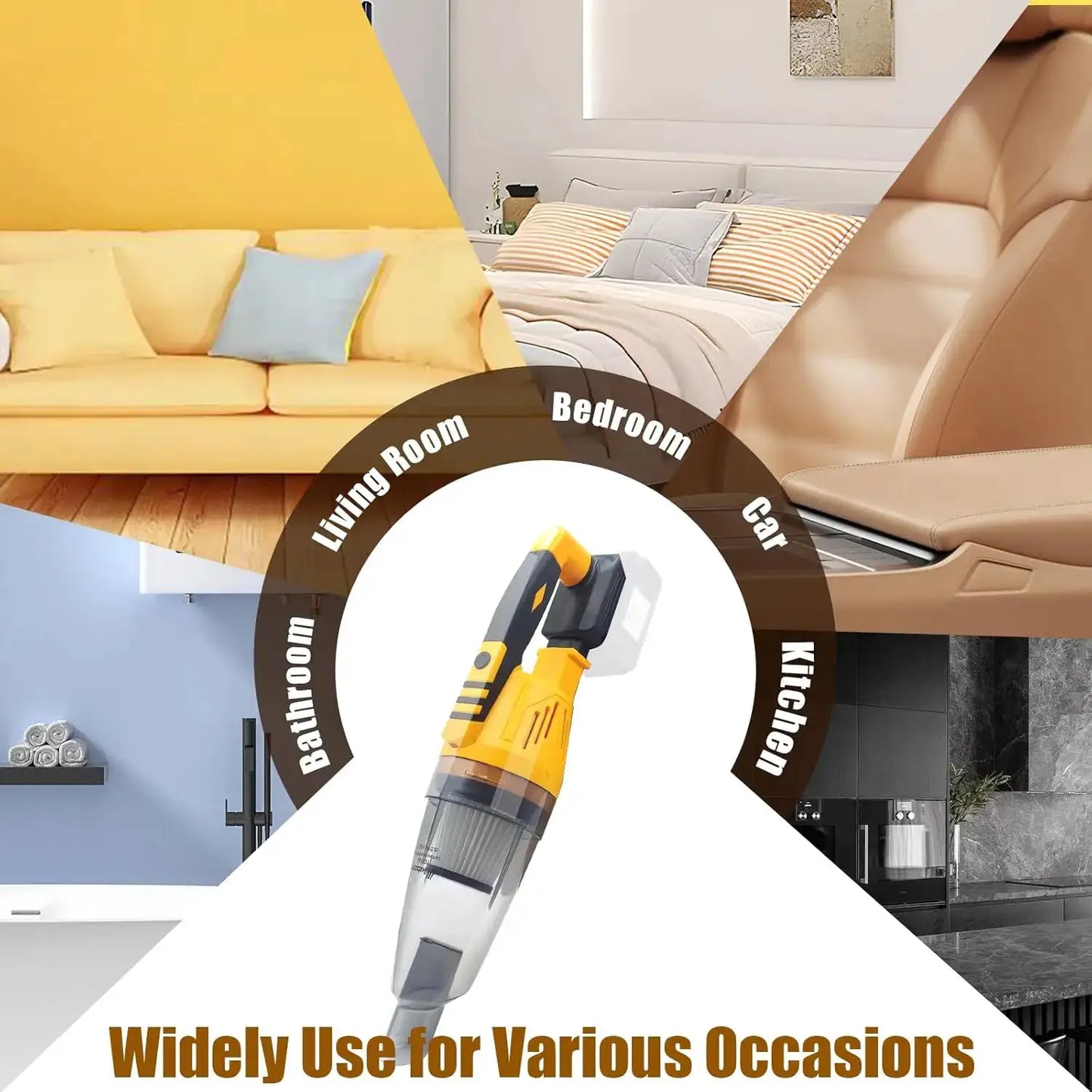 3 in 1 cordless handheld vacuum blower 20V yellow and black for home and car use on Tampa Home & Garden Store