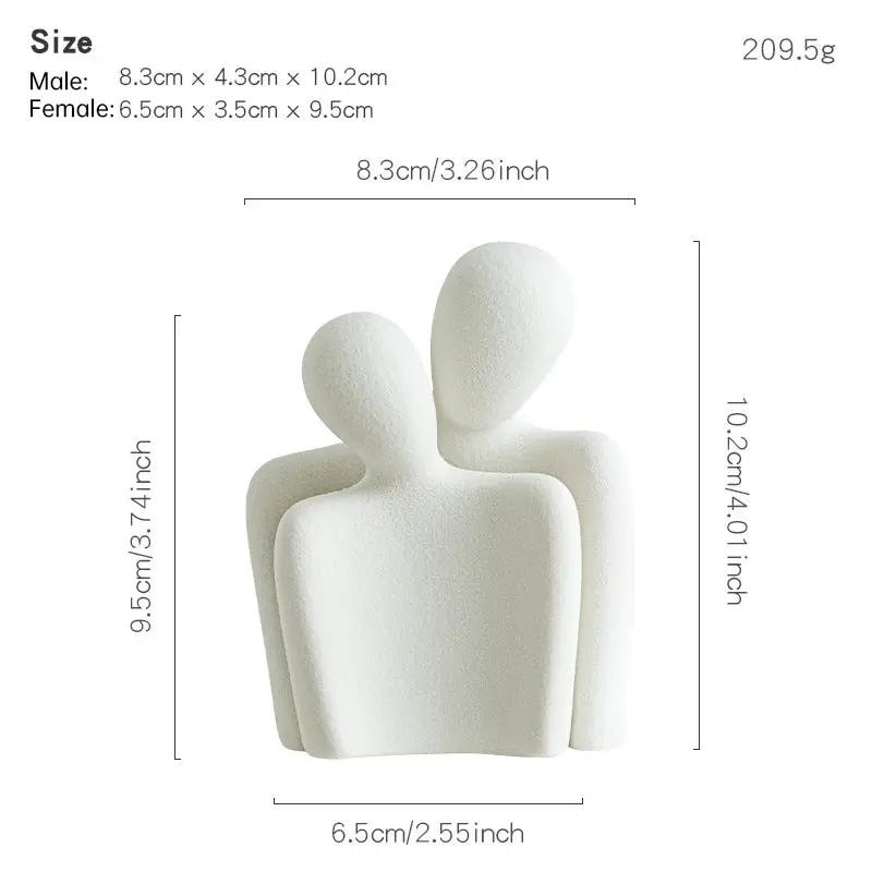 Ceramic couple figurine, ivory sculpture for newlywed decor, compact 9.5 cm tall on Tampa Home & Garden Store
