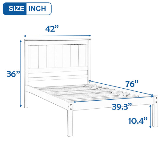 Platform Bed Frame with Headboard, Wood Slat Support, No Box Spring Needed Twin Espresso