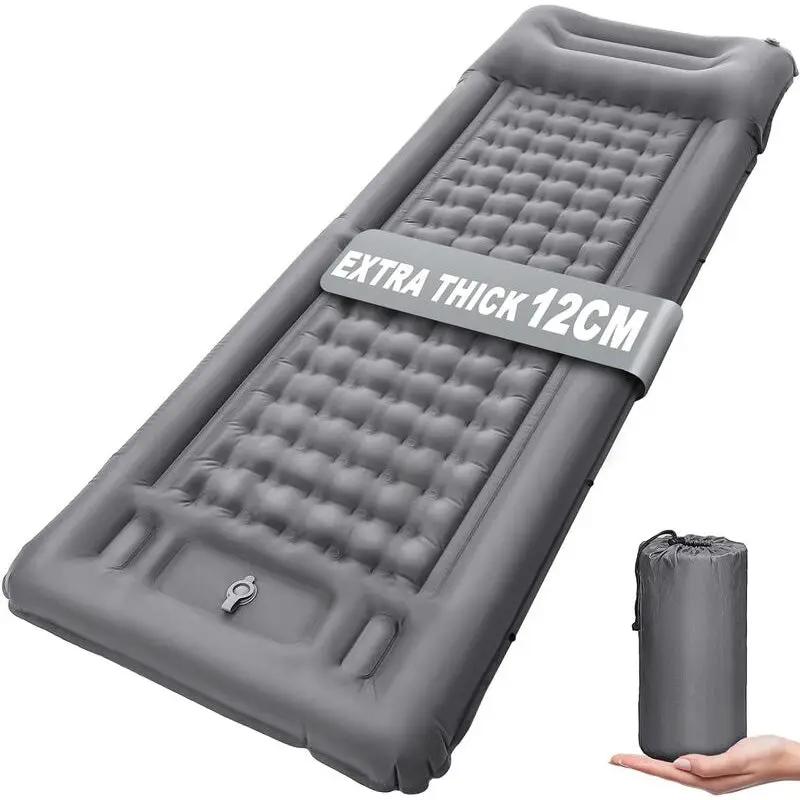 Colchoneta de camping autoinflable, gruesa, para exteriores: ultraligera, con bomba incorporada, ideal para viajes, senderismo, pesca.