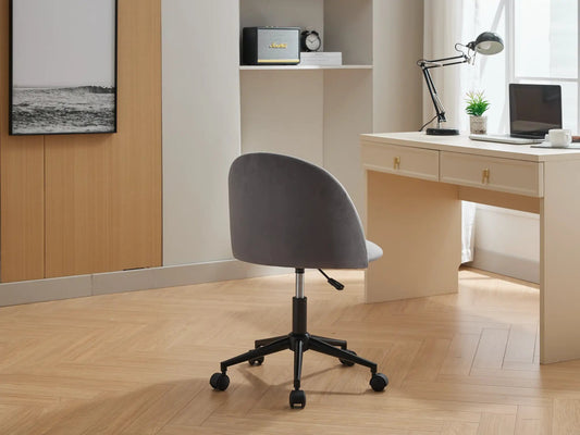 Velvet office chair with wheels, mid back in gray fabric for desk setup on Tampa Home & Garden Store