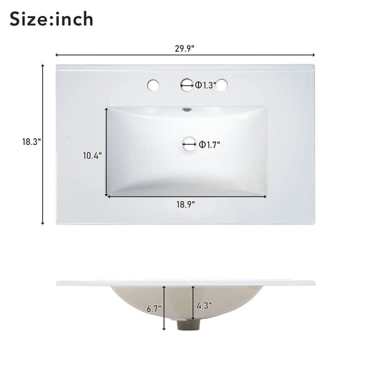 Blue 30-Inch Vanity With Ceramic Sink And Storage by VIP Digital Presence on Tampa Home & Garden Store