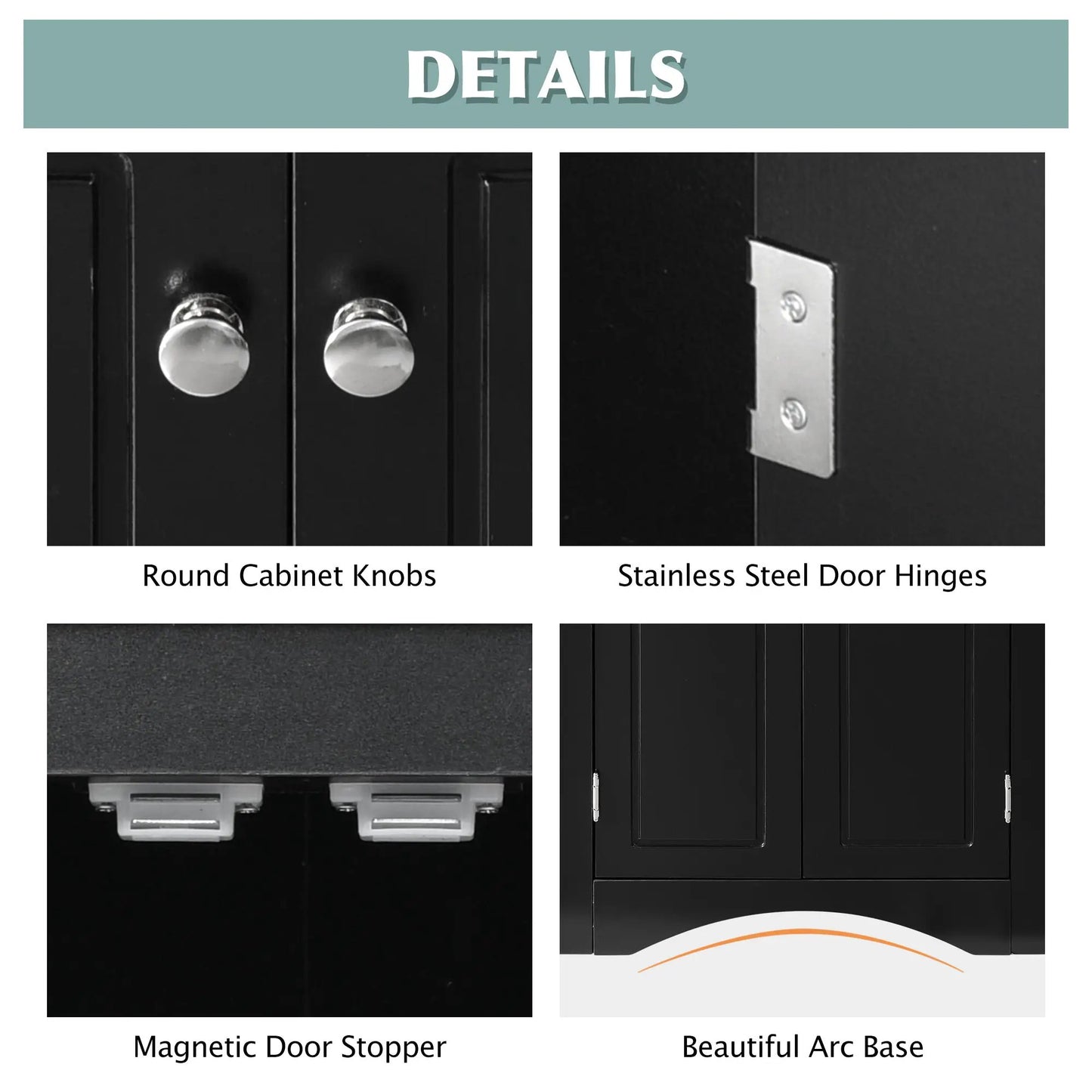 Black triangle bathroom storage cabinet shelves with knobs and stainless hinges on Tampa Store on Tampa Home & Garden Store