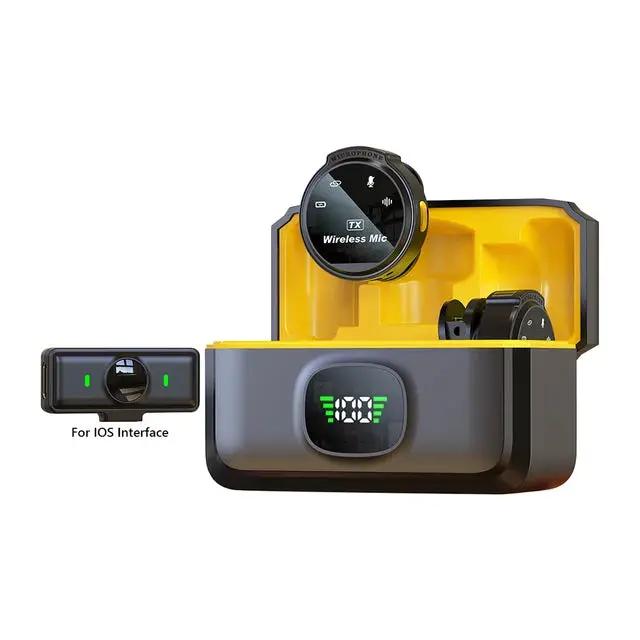 Wireless Lapel Microphone two-piece kit for USB-C and iOS with yellow charging case by VIP Digital Presence on Tampa Home & Garden Store