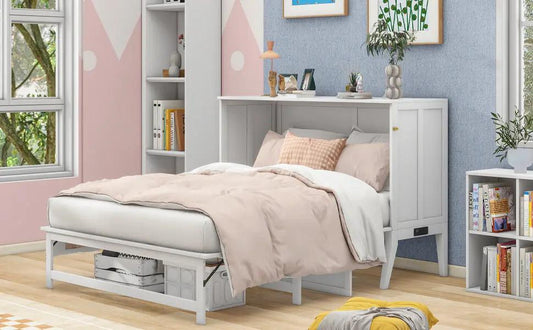 White Queen Murphy bed with built-in charging station, cabinet VIP Digital Presence on Tampa Home & Garden Store