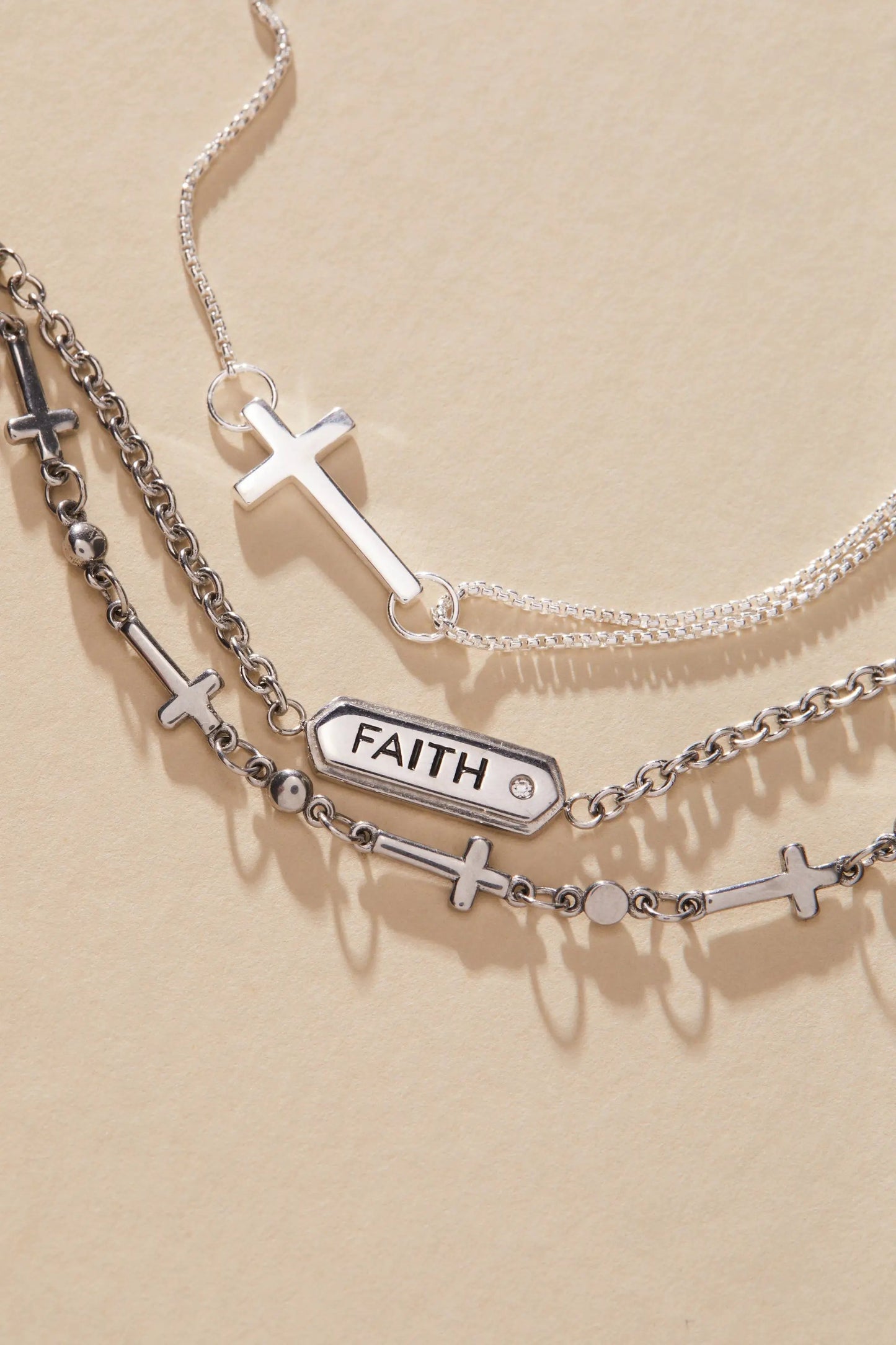 Pull Chain Cross Bracelets, 4-piece silver-tone set by ALEX AND ANI with cross charms on Tampa Home & Garden Store