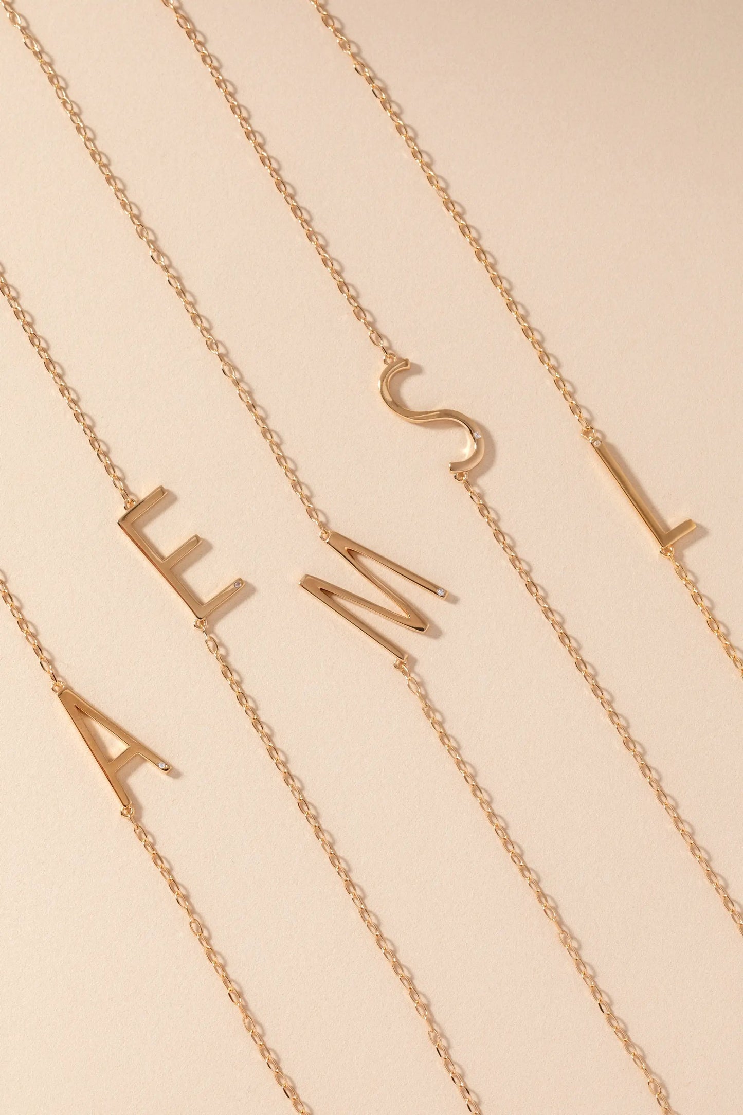 Initial S Elongated Necklace by ALEX AND ANI gold-tone chain with crescent charm on Tampa Home & Garden Store