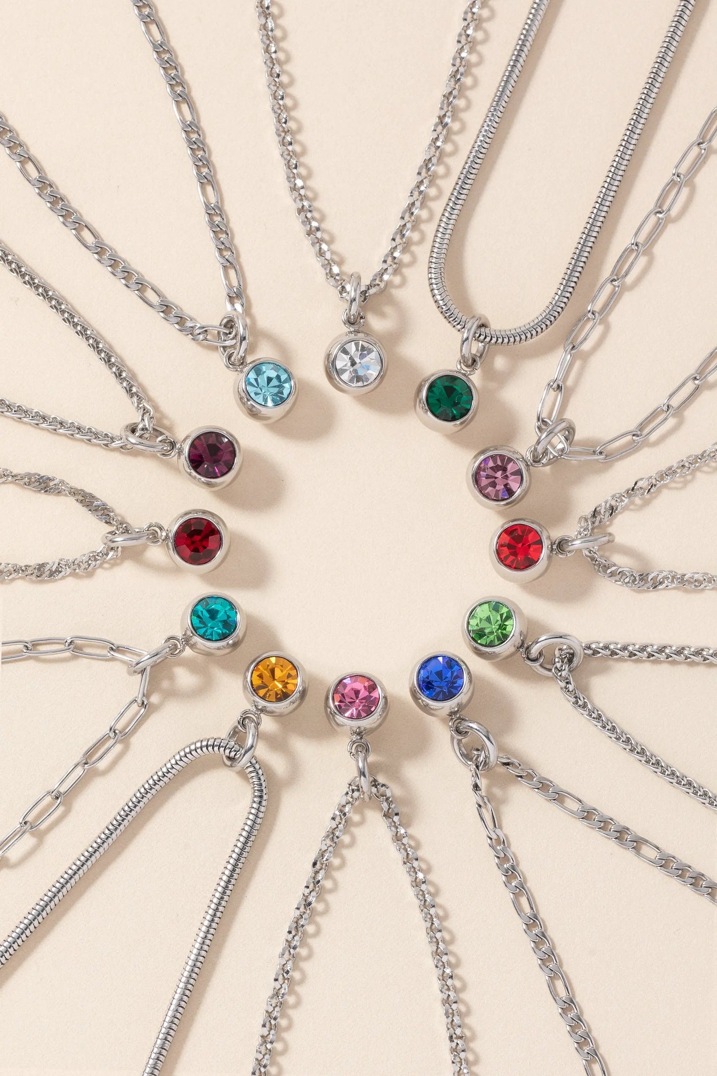 June Birthstone Interchangeable Charm by ALEX AND ANI with colorful pendants on silver chains on Tampa Home & Garden Store