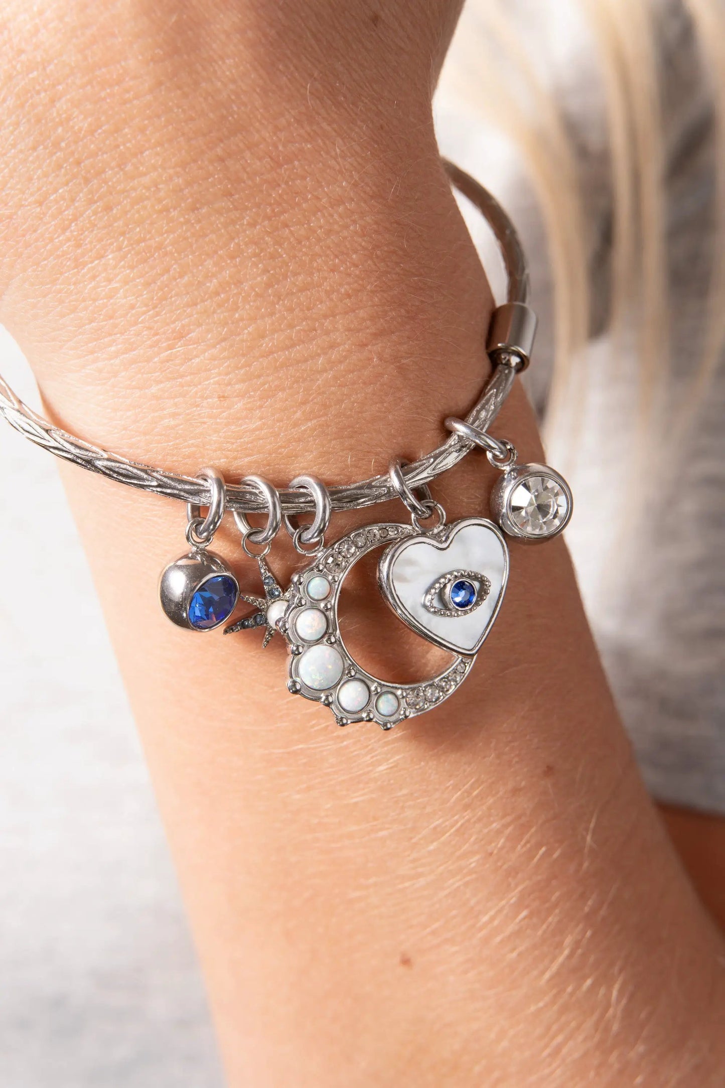 Evil Eye Heart Interchangeable Charm Pearl