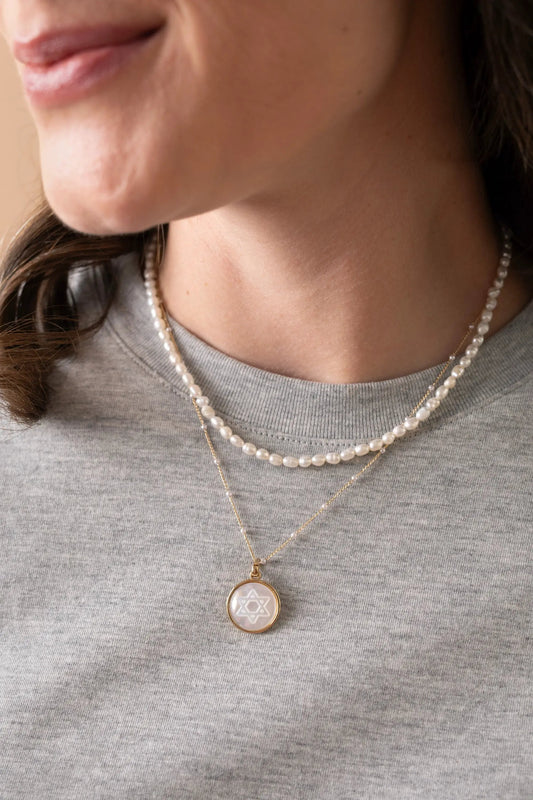 Divine Guides Star of David Pendant Necklace by Alex and Ani, pearl accents on Tampa Home & Garden Store