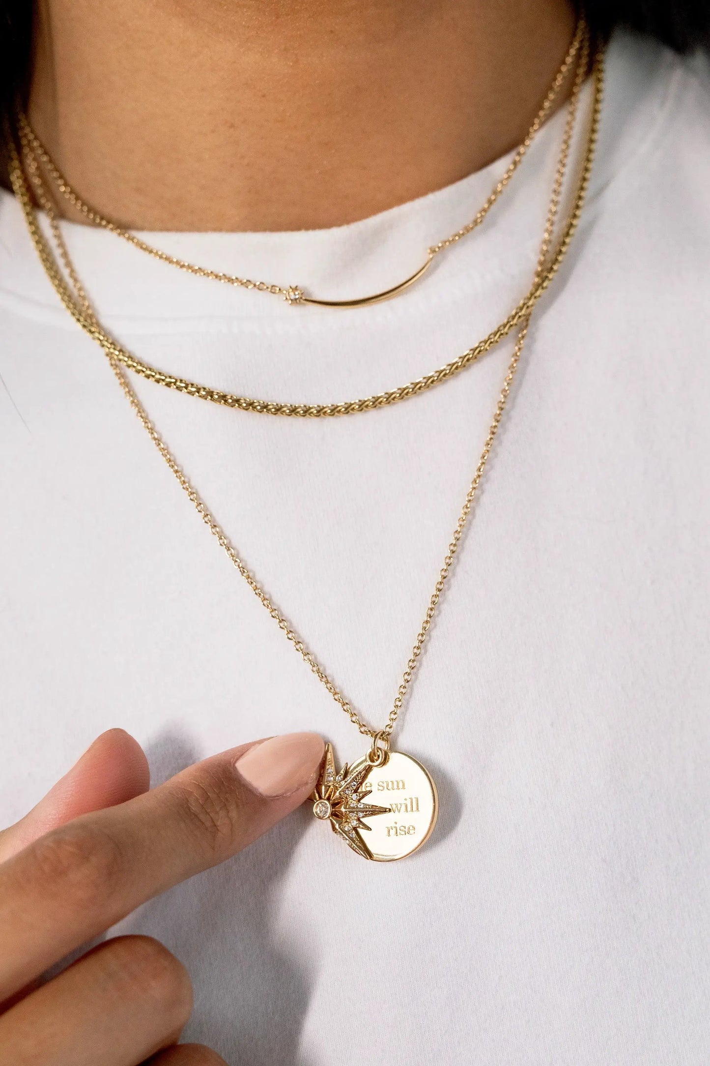 Celestial Shooting Star Necklace With Crystal