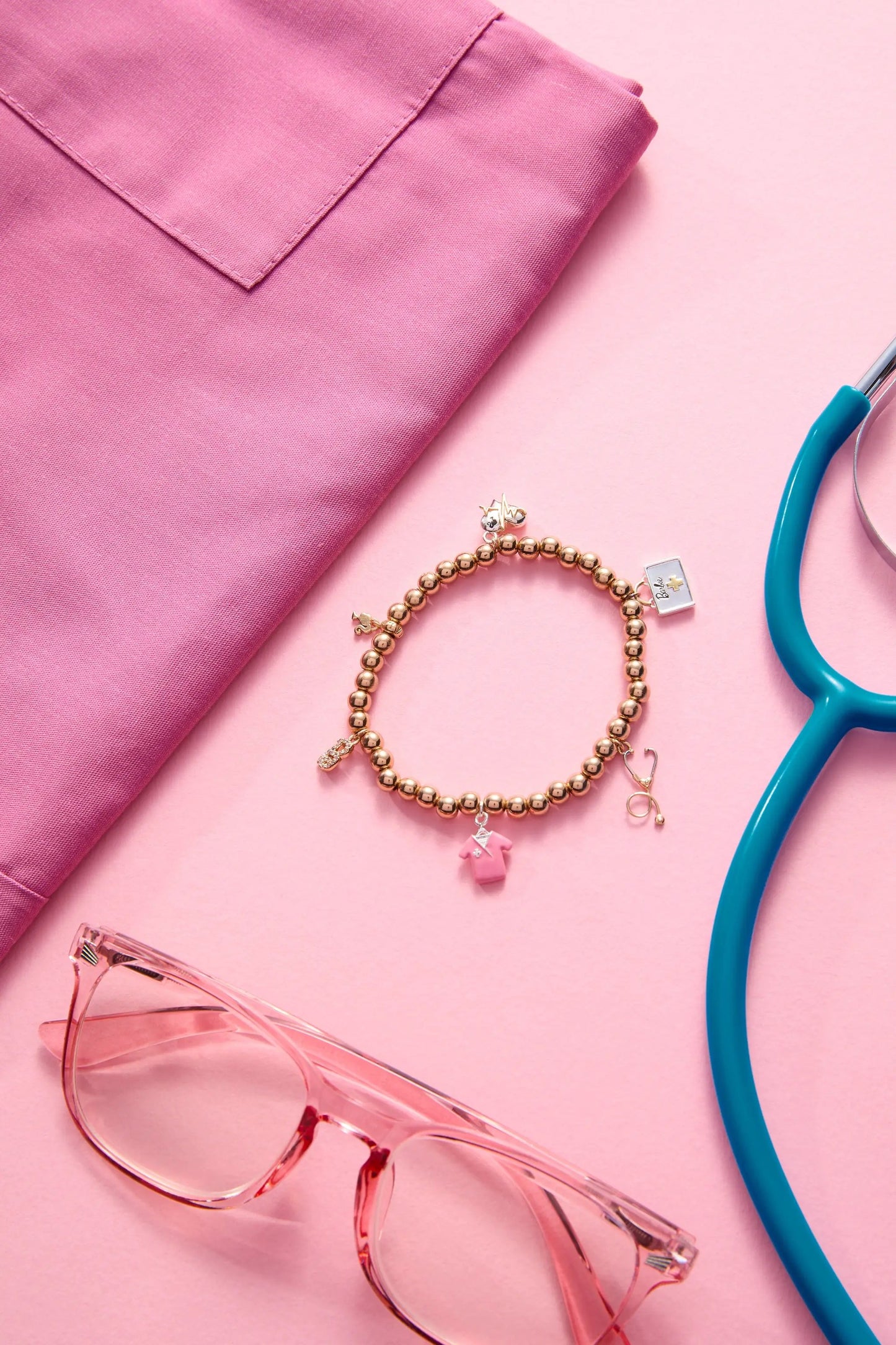 Barbie Medical Stretch Bracelet With B Logo