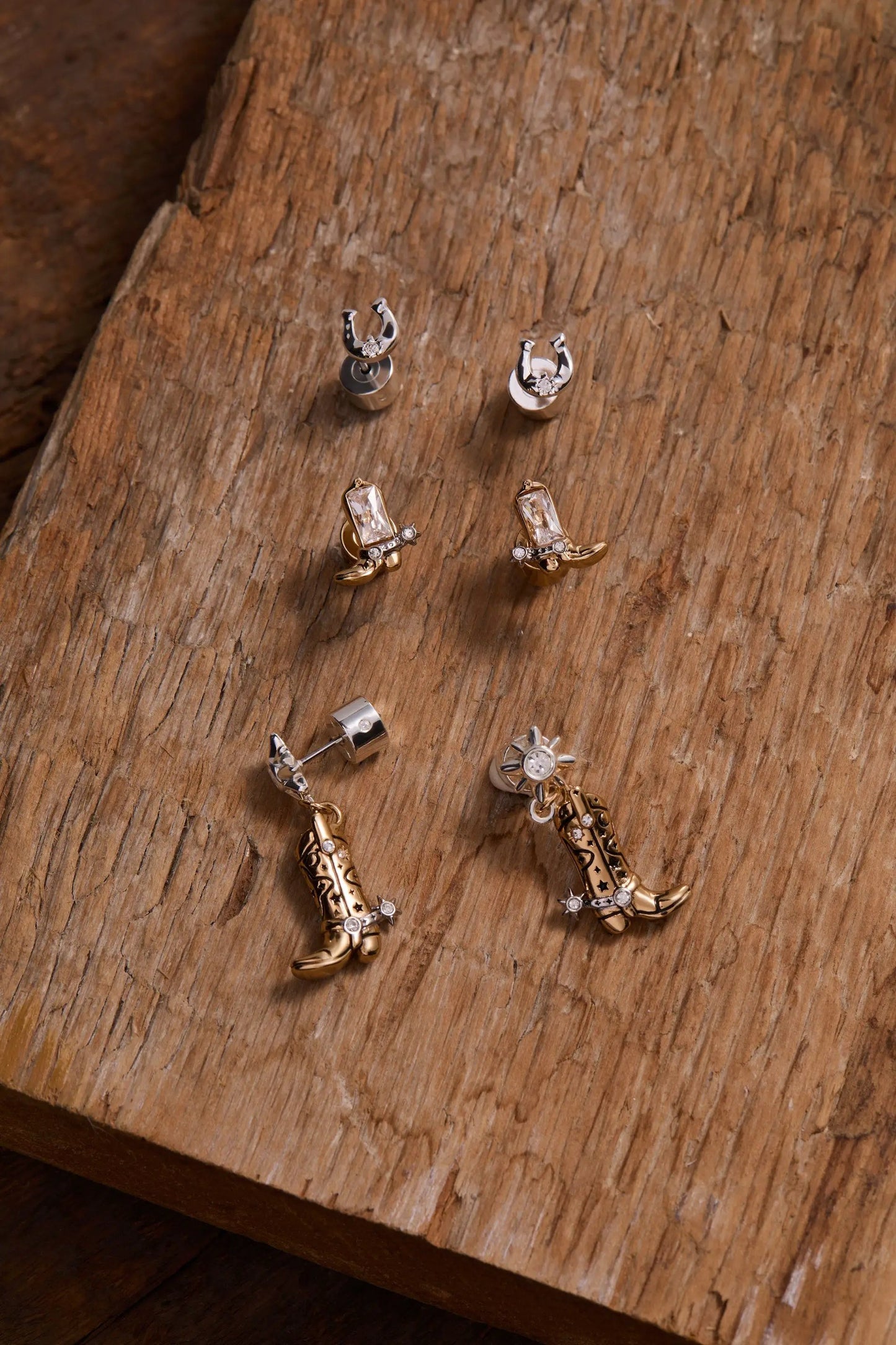 Cosmic Cowgirl Earring Stud Set of 2 silver crescent crystal studs by ALEX AND ANI on Tampa Home & Garden Store