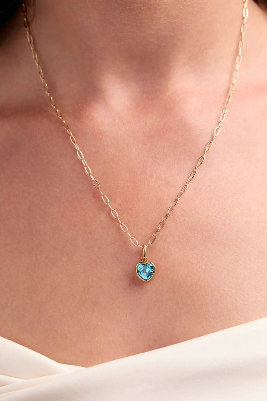 March Faith Heart Birthstone Charm by Alex and Ani on gold-tone chain with blue heart pendant on Tampa Home & Garden Store