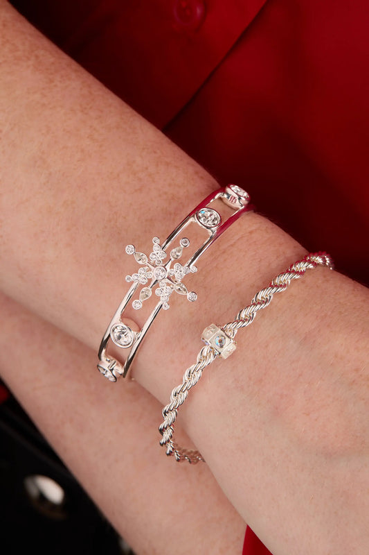 Crystal Snowflake Cuff Bracelet by ALEX AND ANI, silver-tone crystal snowflake; 2 bracelets on Tampa Home & Garden Store