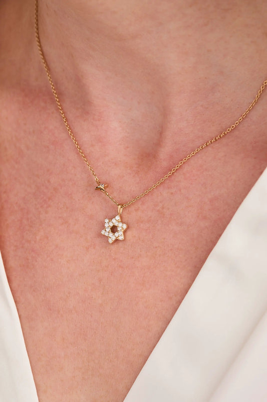 Star of David delicate pave crystal pendant necklace in gold tone by ALEX AND ANI on Tampa Home & Garden Store