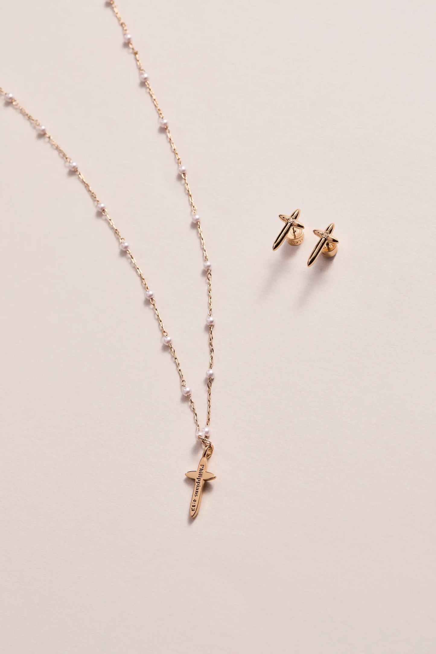 4:13 Cross Stud Earrings pair, gold-tone cross studs by ALEX AND ANI on Tampa Home & Garden Store