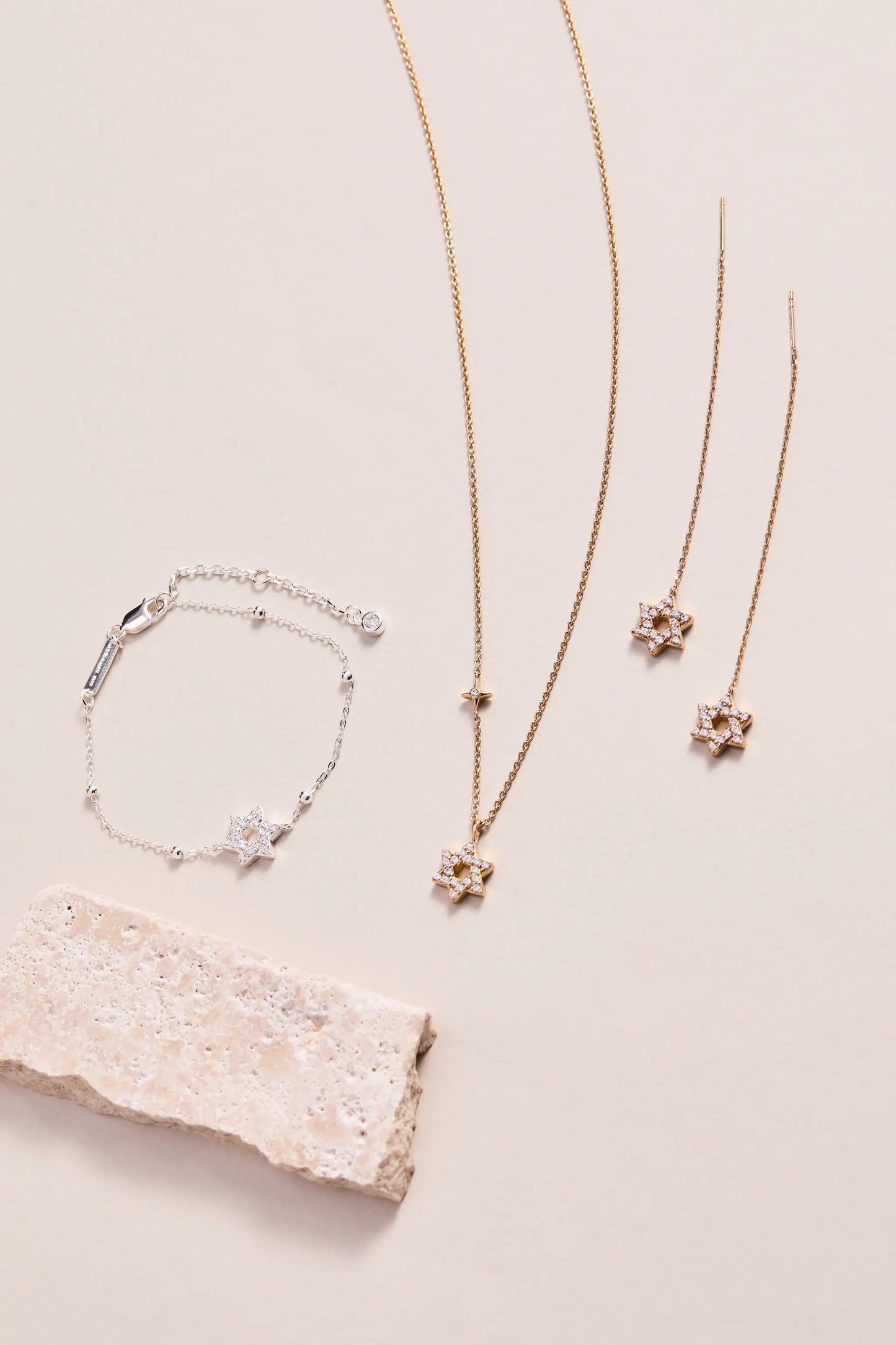 Star of David delicate pave crystal threader earrings in gold tone by ALEX AND ANI on Tampa Home & Garden Store