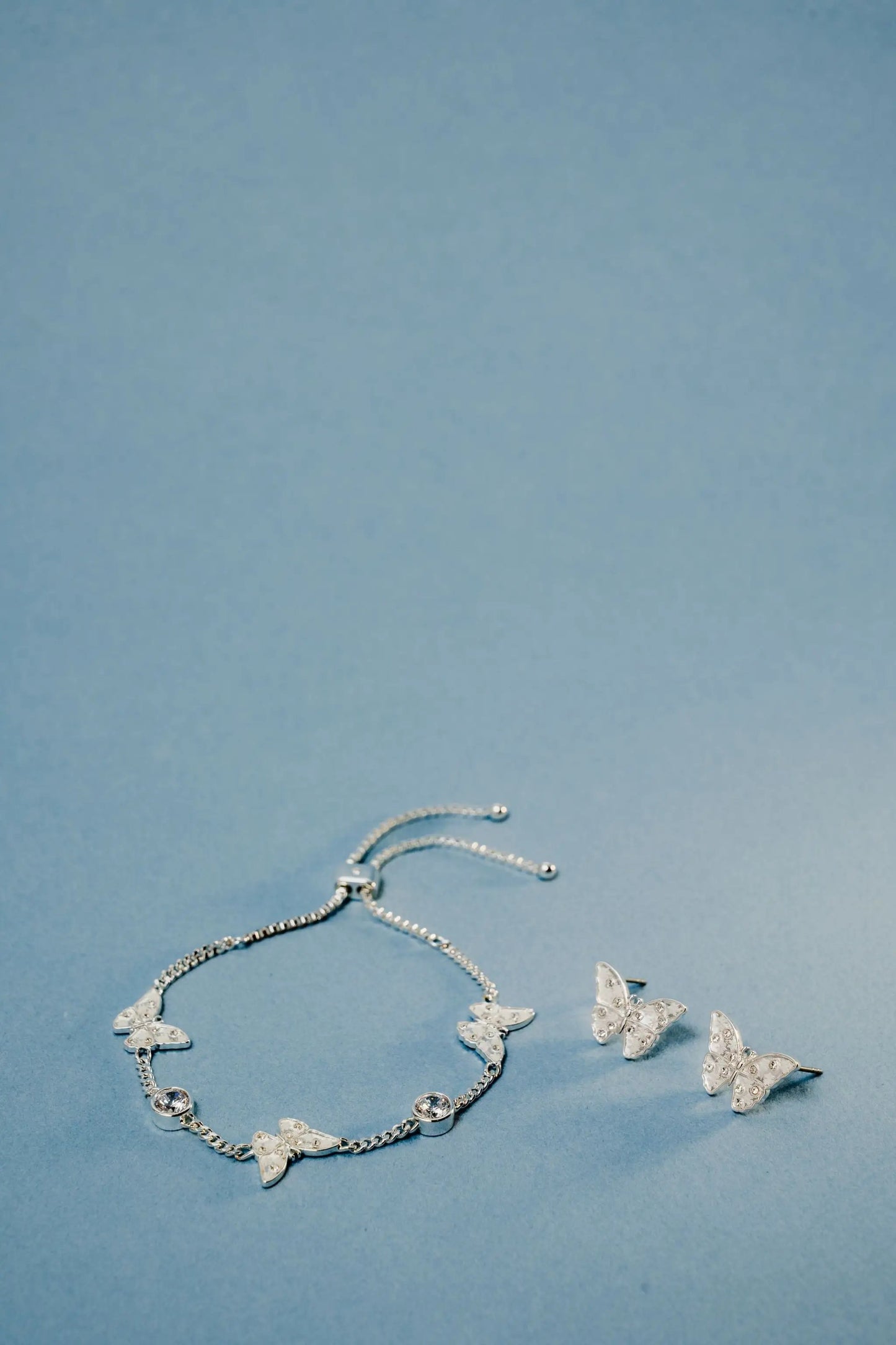 Glass Butterfly Snowflake Statement Stud Earrings
