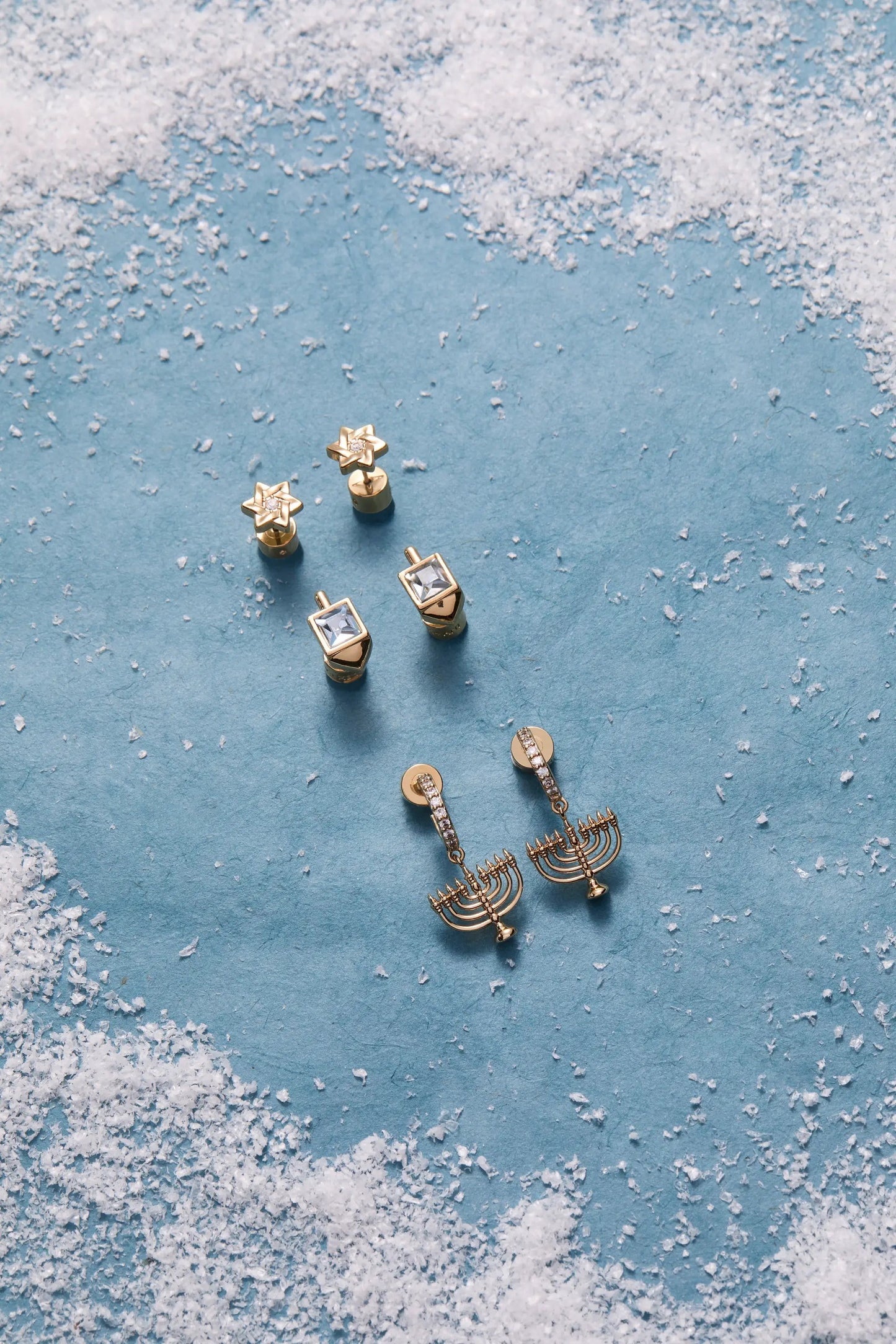 Hanukkah Stud Set with Star of David and Dreidel