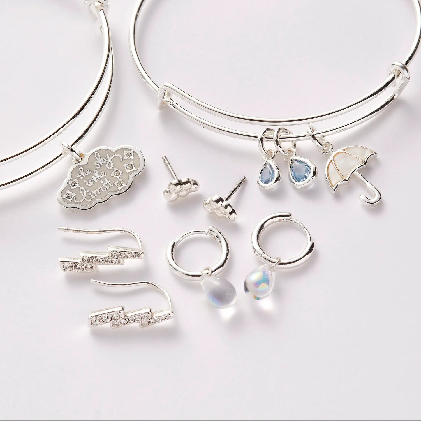 Mother of Pearl Silver Tone Umbrella Bangle Charm