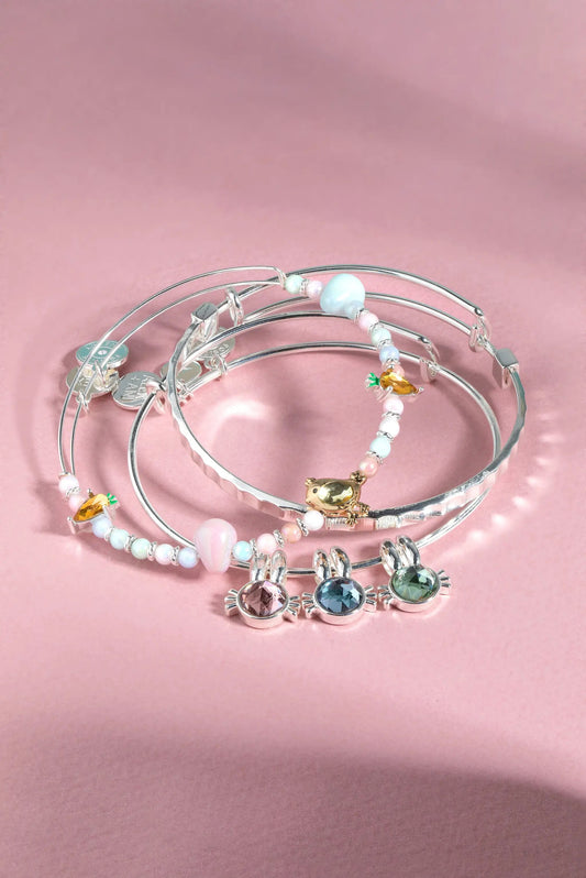 Crystal Bunny Bangles set of 3 bracelets with beads and bunny charm by Alex and Ani on Tampa Home and Garden Store