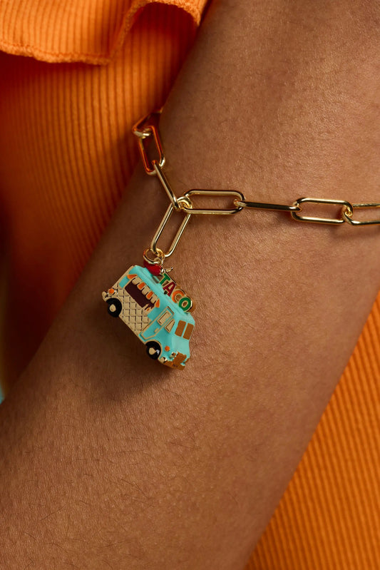 Taco Truck Toggle Bracelet by ALEX AND ANI with turquoise taco truck charm on chain on Tampa Home & Garden Store