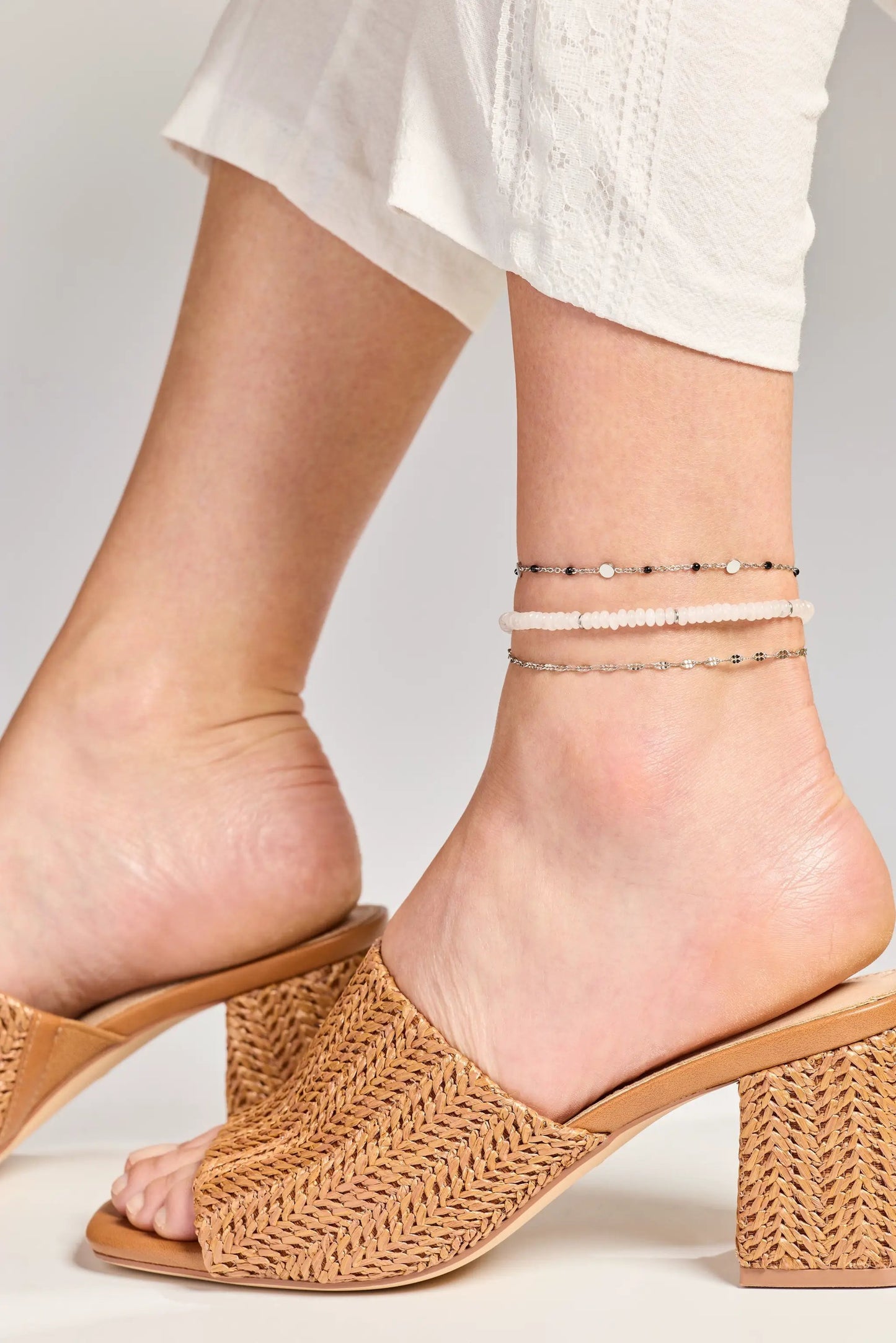 Gold or Silver Geometric Faceted Chain Anklet
