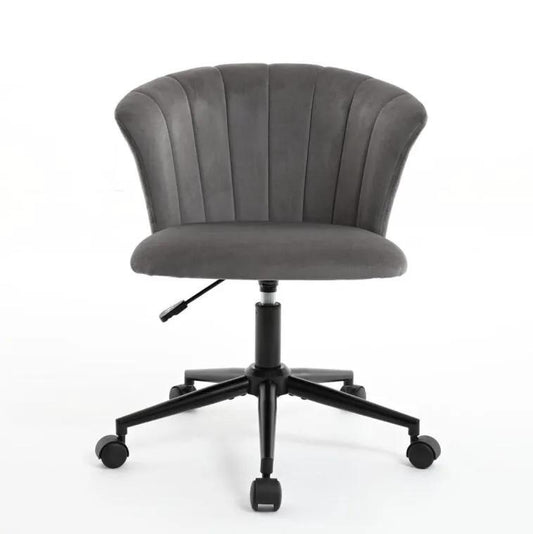 Velvet swivel flower chair in grey for home office with five-star wheeled base on Tampa Home & Garden Store