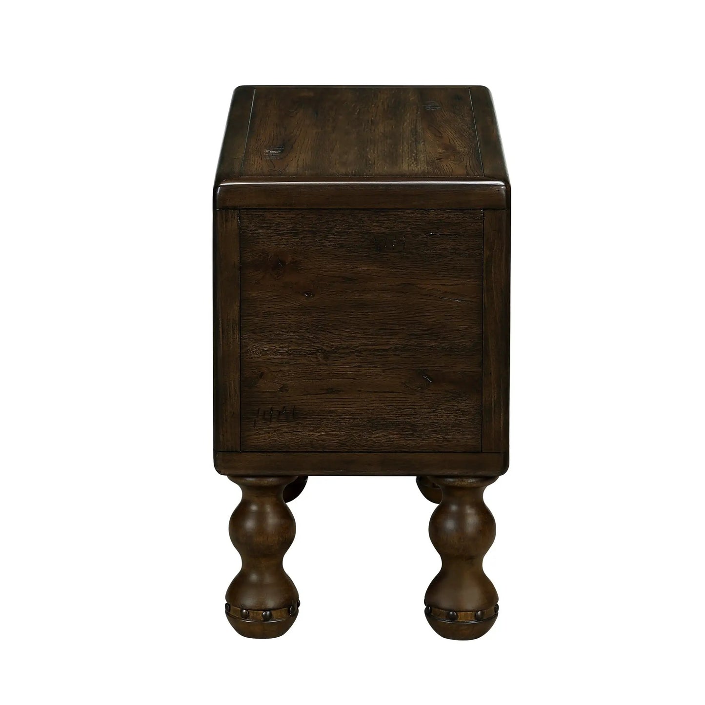 Mesita auxiliar de madera maciza, mesa auxiliar estrecha rectangular de 23.6 pulgadas con cajones, mesita de noche vintage, Espresso