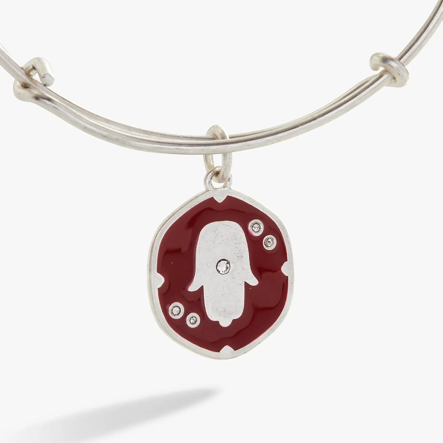 Glass Crystal Hamsa Charm Bangle with Crystals