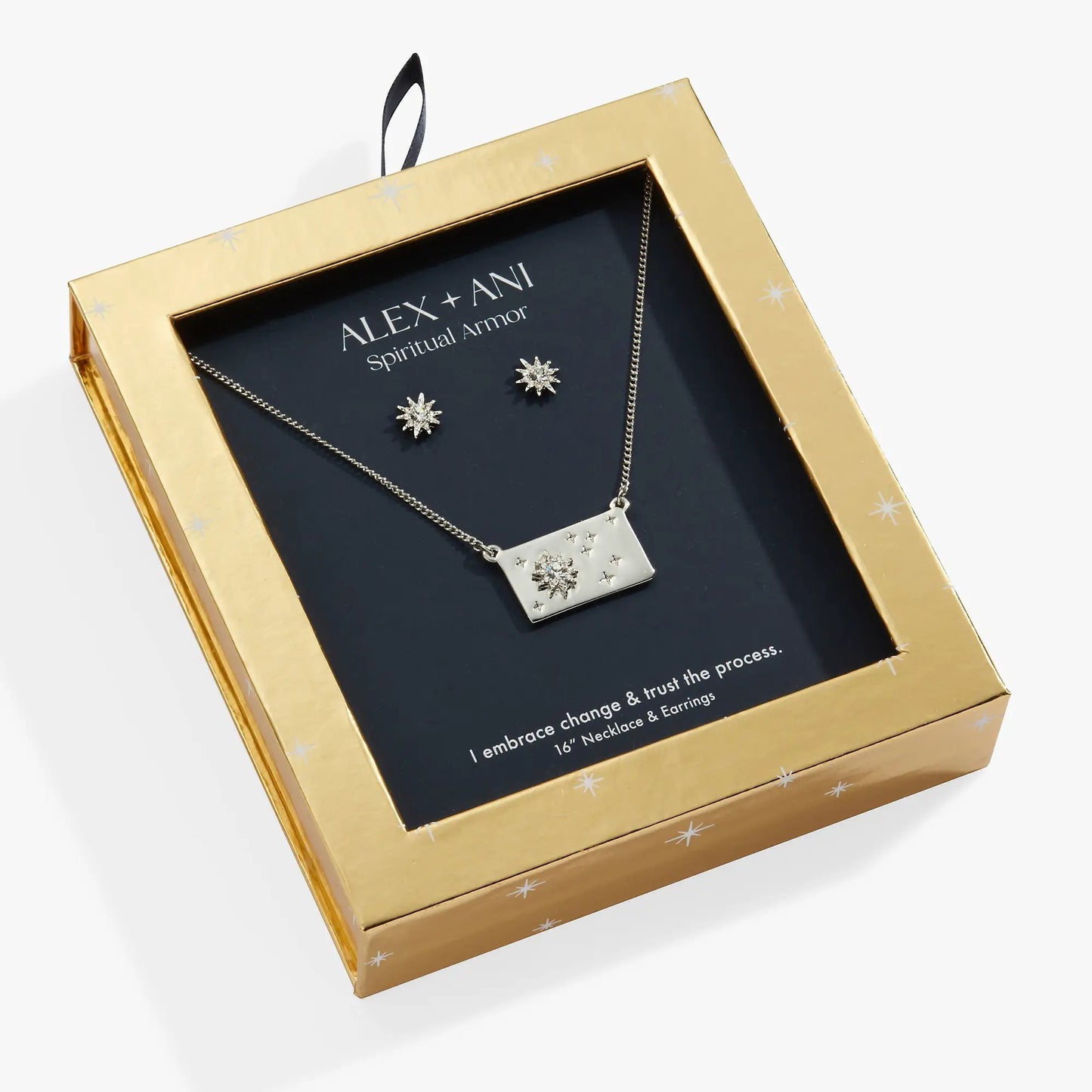 Starburst Charm Necklace and Stud Earring Set