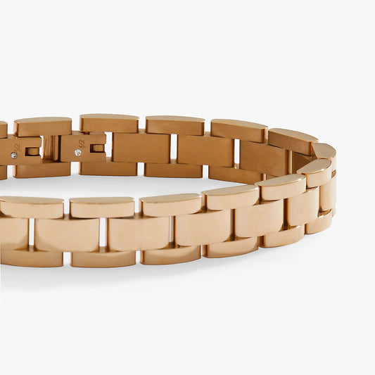 Chunky watch strap bracelet gold-tone metal by Alex and Ani with rectangular links on Tampa Home & Garden Store