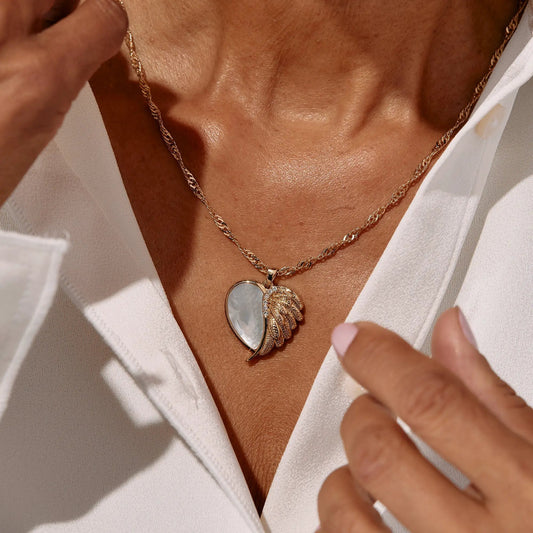 Wings of Protection Charm Necklace by ALEX AND ANI, gold-tone rope chain with winged pendant on Tampa Home & Garden Store