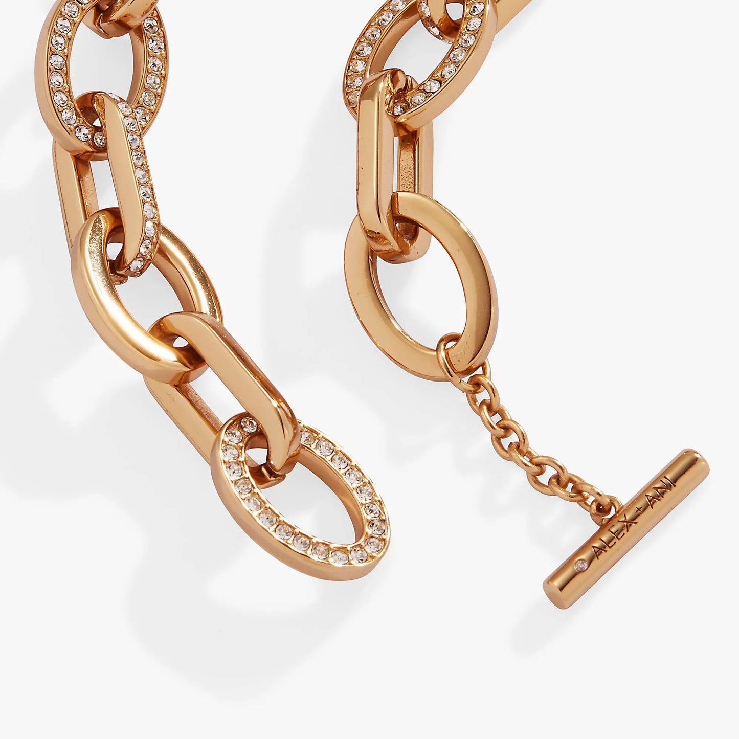 Oval Link Crystal Chain Toggle Bracelet Shining